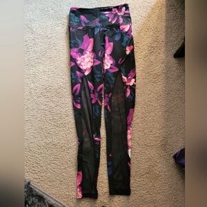 PINK flower and mesh leggings
